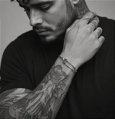 Bracelete Masculino Pulseira Alfinete Aço