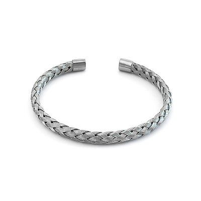 Bracelete Aço Inox Voxy Trançado Prata