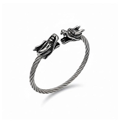 Bracelete Masculino Pulseira de Aço Dragão Viking Ragna