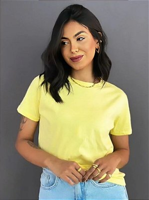 T-Shirt Lisa "Amarelo Claro" - 100% Algodão Fio 30.1