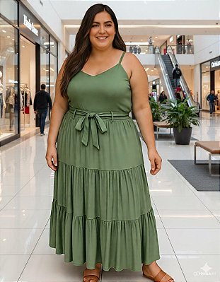 Saia Midi Três Marias Plus Size - em Viscolinho ♡ Especial Linha Plus Size