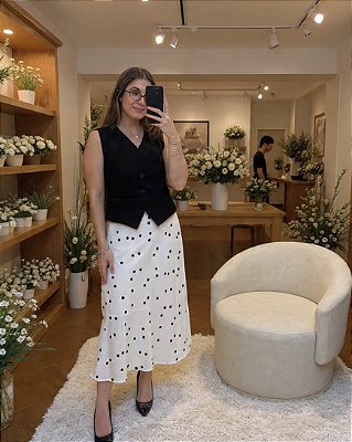 Saia Midi Poá - em Crepe Light