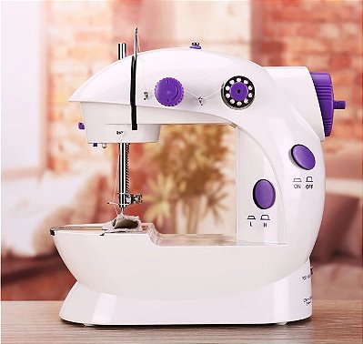 Mini Maquina Costura Portátil Elétrica + Pedal Bivolt 110v-220v