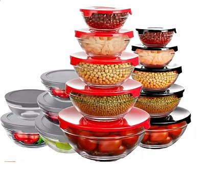 15 Potes de Vidro Herméticos Para Armazenar Com Tampa Utensílios de Cozinha