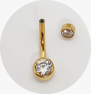 Piercing Banana Bell mini zircônia PVD Gold