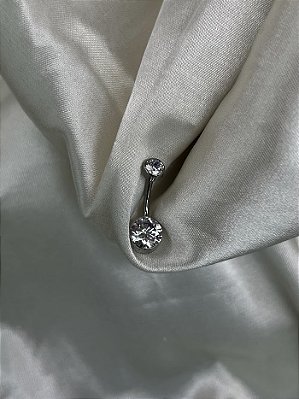 Piercing Umbigo em Titânio com Zircônias