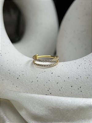 Segmento articulado zircônia cravejadas duplo espaçado- PVD Gold - Titânio