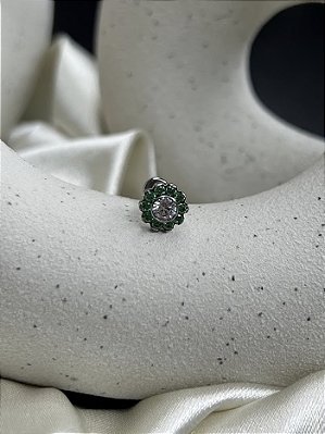 Labret flor zircônias VERDE