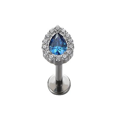 Labret gota zircônia azul-Titânio