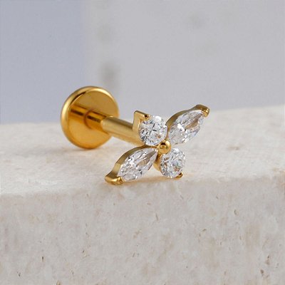 Piercing flor-PVD Gold Titânio