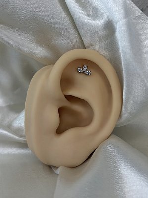 Labret 3 pedras PVD gold - Titânio