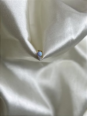 Labret zircônia e  opala PVD Gold- Titânio