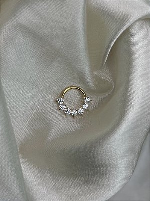 Argola zircônia frontal  PVD Gold -Titânio