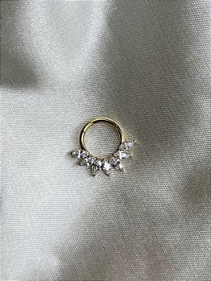 Argola Segmento marquise frontal titânio gold