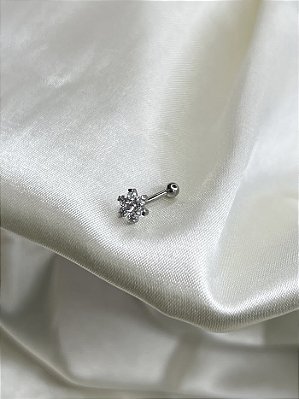 Piercing Umbigo flor c/ zirconia - Titânio