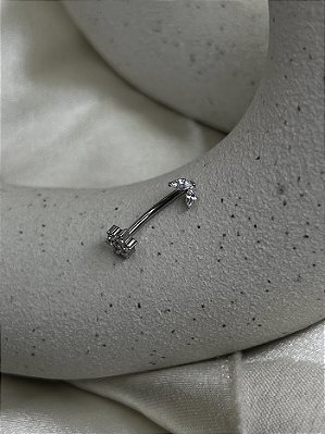 Piercing Umbigo flor c/ zirconia - Titânio