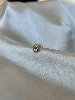Labret gota zircônia  PVD Gold - Titânio