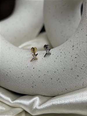 Labret ponto de luz -Titânio natural e gold
