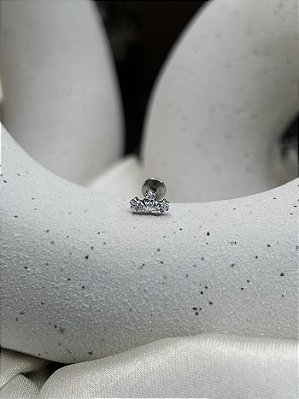 Labret 3 pedras zirconia - Titânio