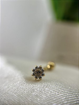 Barbel curvo flor PVD gold - Titânio