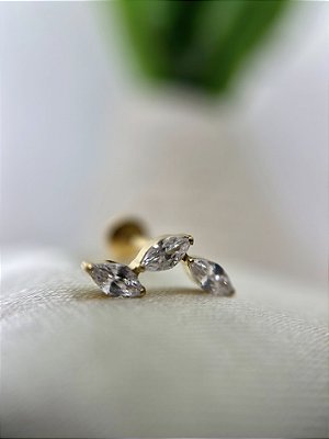 Labret cluster 3 navetes PVD gold - Titânio