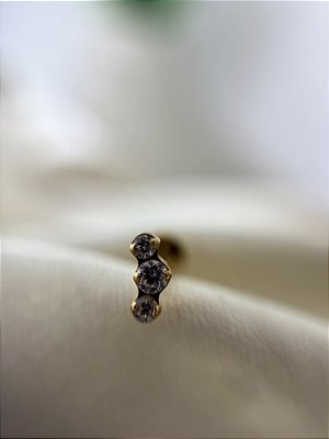 Labret mini 3 pedras- PVD gold - Titânio
