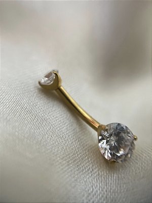 Piercing Umbigo c/ zirconia - Titânio PVD GOLD