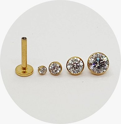 Labret zircônia Abaulado PVD Gold- Titânio 2mm
