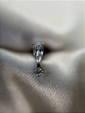 Labret gota e ponto de zircônia - Titânio