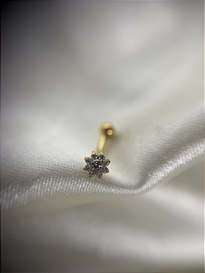 Piercing Umbigo flor c/ zirconia - PVD GOLD Titânio