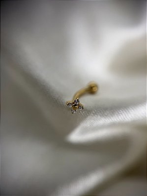 Piercing Umbigo flor c/ zirconia - PVD GOLD Titânio