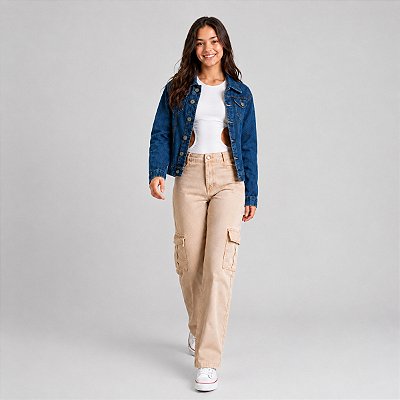 Jaqueta Jeans Curta Infantil Menina Juvenil Roupa 8 ao 16