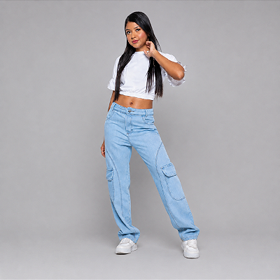 Calça Cargo Juvenil Reta