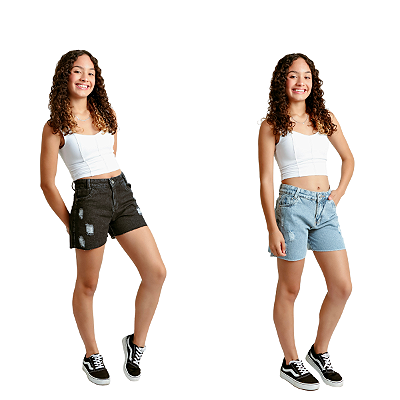 Kit 2 Short Jeans Menina Juvenil Infantil Ajuste Interno