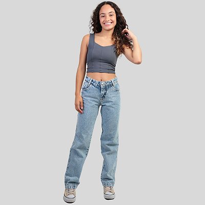 Calça Mom Jeans Feminina Roupa Moda Infantil Juvenil 8 ao 16
