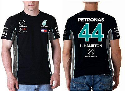 Camisa F1 Lewis Hamilton Mercedes 44 Preta