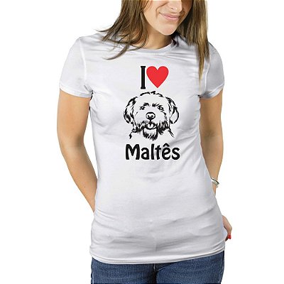 Camiseta Eu Amo Cachorro Maltês