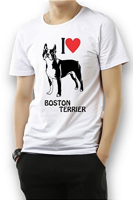 Camiseta Eu Amo Cachorro Boston Terrier