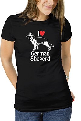 Camiseta Eu Amo Cachorro Pastor Alemão