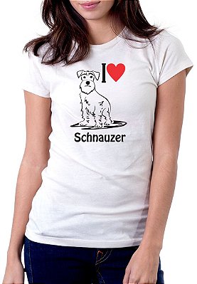 Camiseta Eu Amo Cachorro Schnauzer