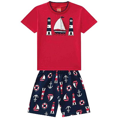 Conjunto Infantil Masculino Kyly Vermelho Barquinho