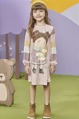 Vestido Infantil Kukie Inverno Manga Aconchego #inverno