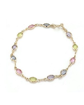 Pulseira de pedras coloridas ovais