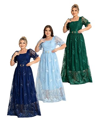 Vestido Angelina Longuete Tule Bordado