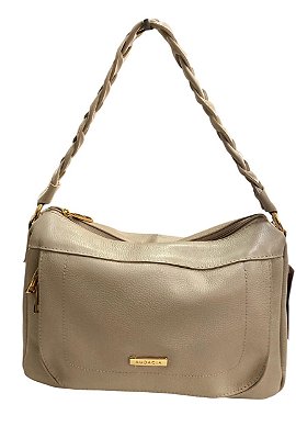 Bolsa Estruturada Off White com alça trançada 100% Couro Alice