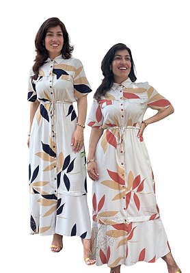 Vestido Chemise Claudete em Viscolinho sem Elastano