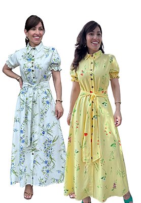 Vestido Chemise Dominique em Linho, Algodão e Viscose