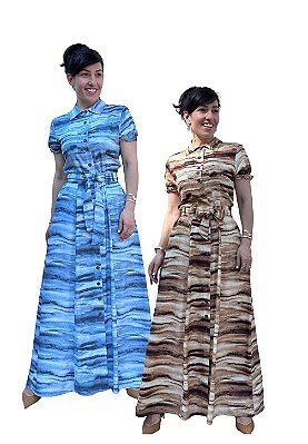 Vestido Chemise Mafalda em Crepe de Viscose sem Elastano