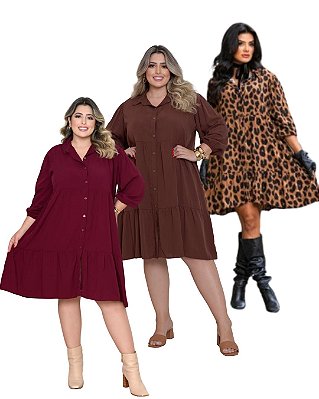 Vestido Dani Plus Size Viscolinho Manga 3/4