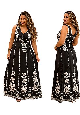 Vestido Laodiceia longo em Viscolinho